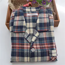 Spring And Autumn Men's 100% Cotton Double-sided Flannel Pajamas Set Leisure  Classic Home Clothes 21-1558
