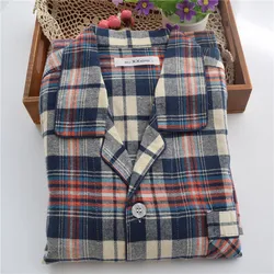Spring And Autumn Men's 100% Cotton Double-sided Flannel Pajamas Set Leisure  Classic Home Clothes 21-1558