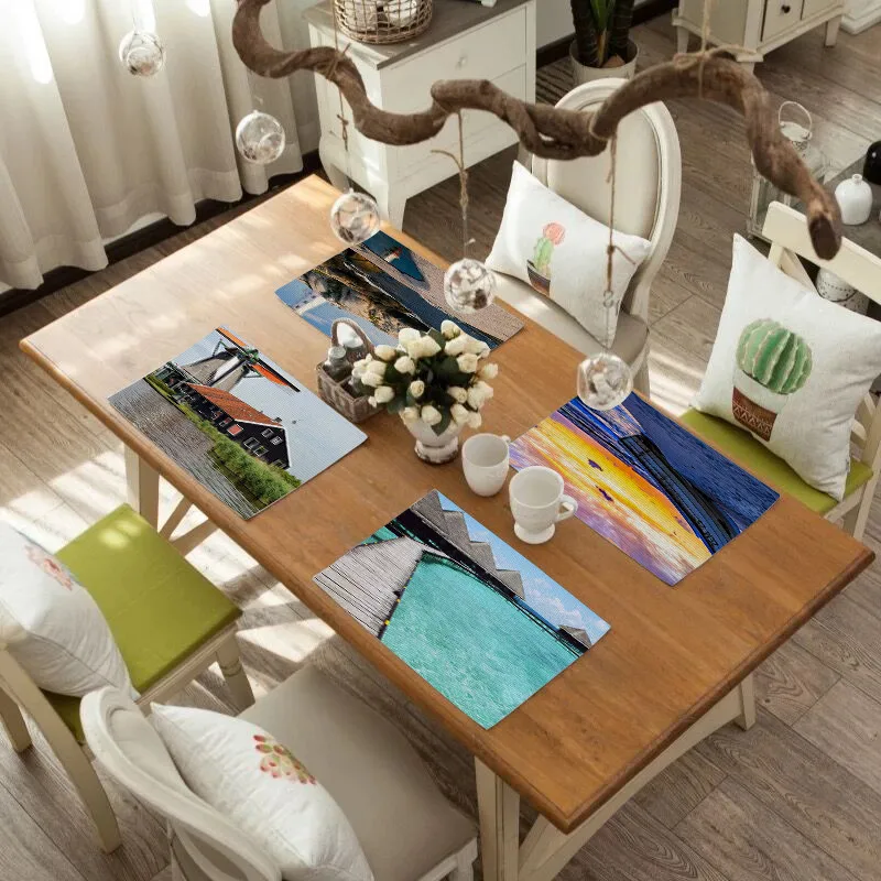 

Hot Air Balloon Place Mats Heat Resistant Non Slip Table Mats Waterproof Dining Placemats Coasters Table Decoration Placemat