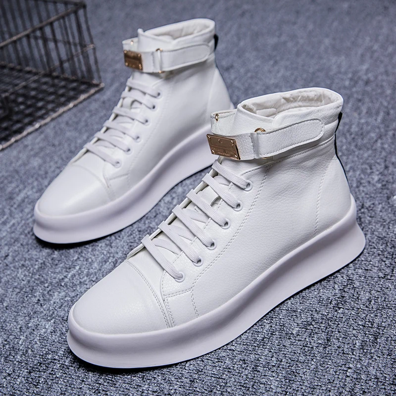 

Luxury Brand Prom NightClub Dress Casual High Top Boots Men shoes Sequin Metal Hip Hop Motorcycle Punk Men Fashion Sneakers