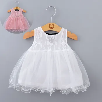 

Baby Sleeveless Shoulder Strap Floral Floral Double Panel Splicing Mesh Dress платья для девочек