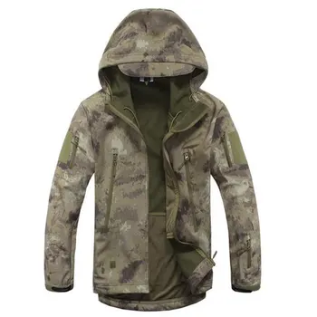 

Sharkskin Softshell Jackets Fleece Hooded Camouflage Tops Winter Hunting Military Sniper Clothes Ghillie Suit