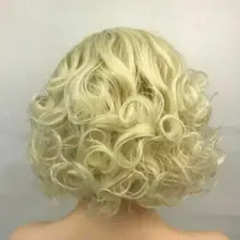 Красивый короткий белокурый, кудрявый парик волос Классический Косплей парики