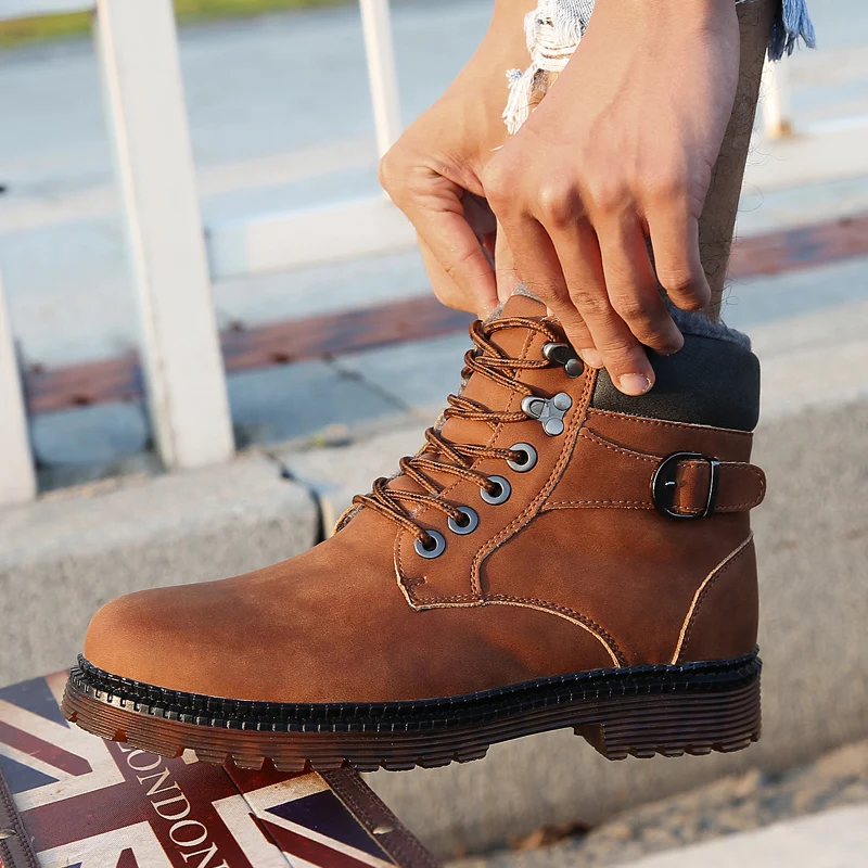 

warm snow boots men outdoor winter boots men Rubber work shoes warm plush ankle boots men wear-resistant botas hombre sneakers