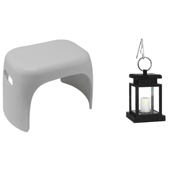 

Thick Plastic Small Stool Bathroom Anti-Slip Stool & Waterproof Outdoor Solar Hanging Light LED Candle Yard Patio
