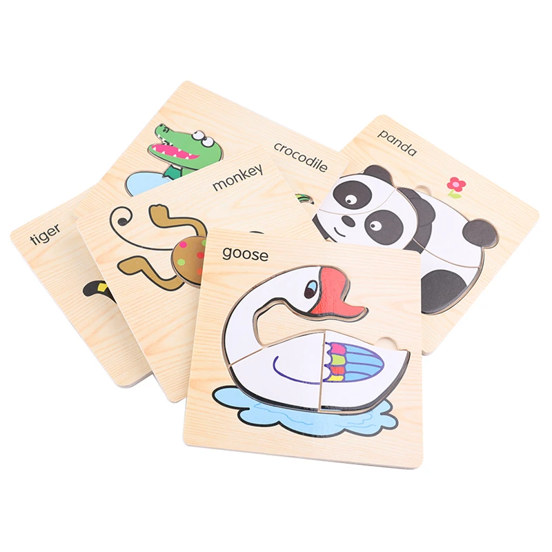 Baby Toys 3D Puzzle Wooden Toys For Children Cartoon Animals Puzzles Children Educational Montessori Toy for Newborn Wood Toy