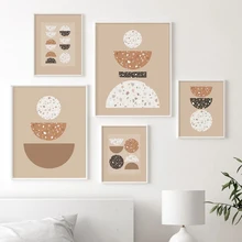 

Boho Abstract Beige Geometric Canvas Paintings Bohemian Poster Prints Nordic Wall Art Pictures Bedroom Living Room Home Decor