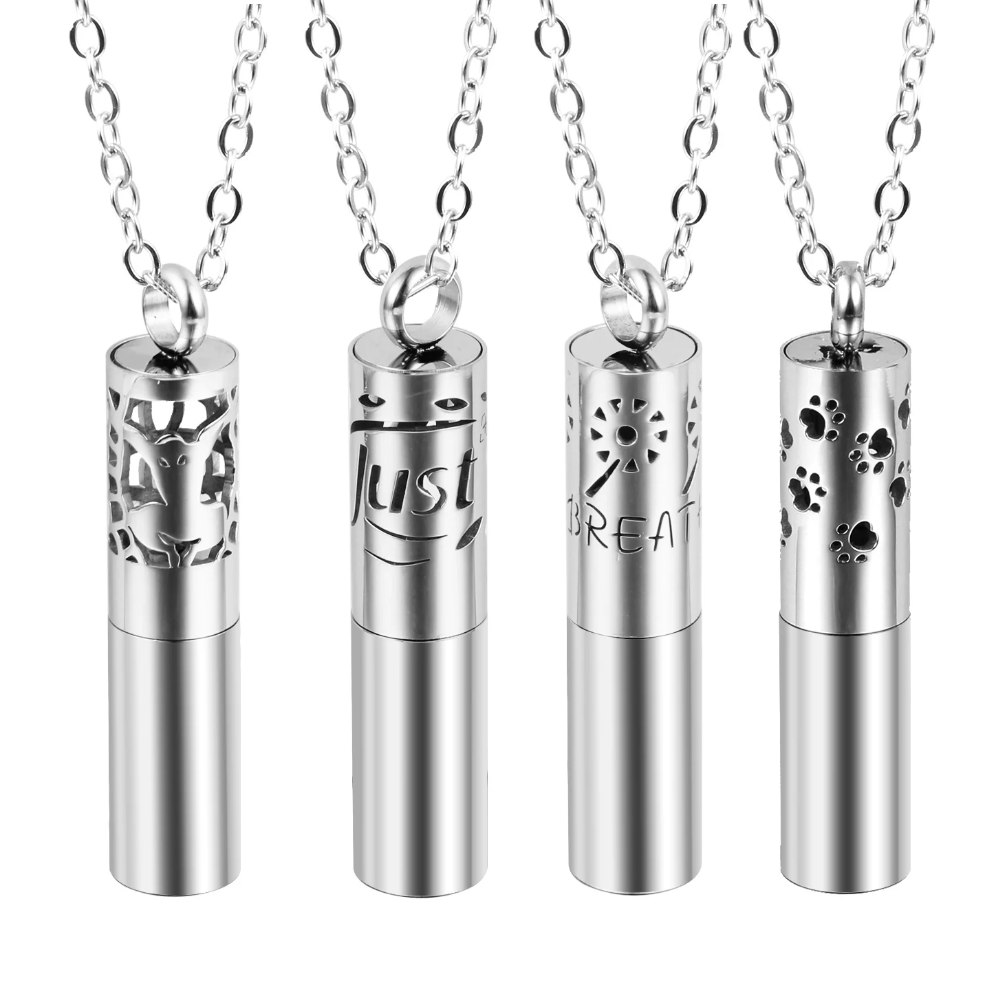 Essentials Oils Locket Cylinder Shape Diffuser Pendant Aromatherapy Necklace