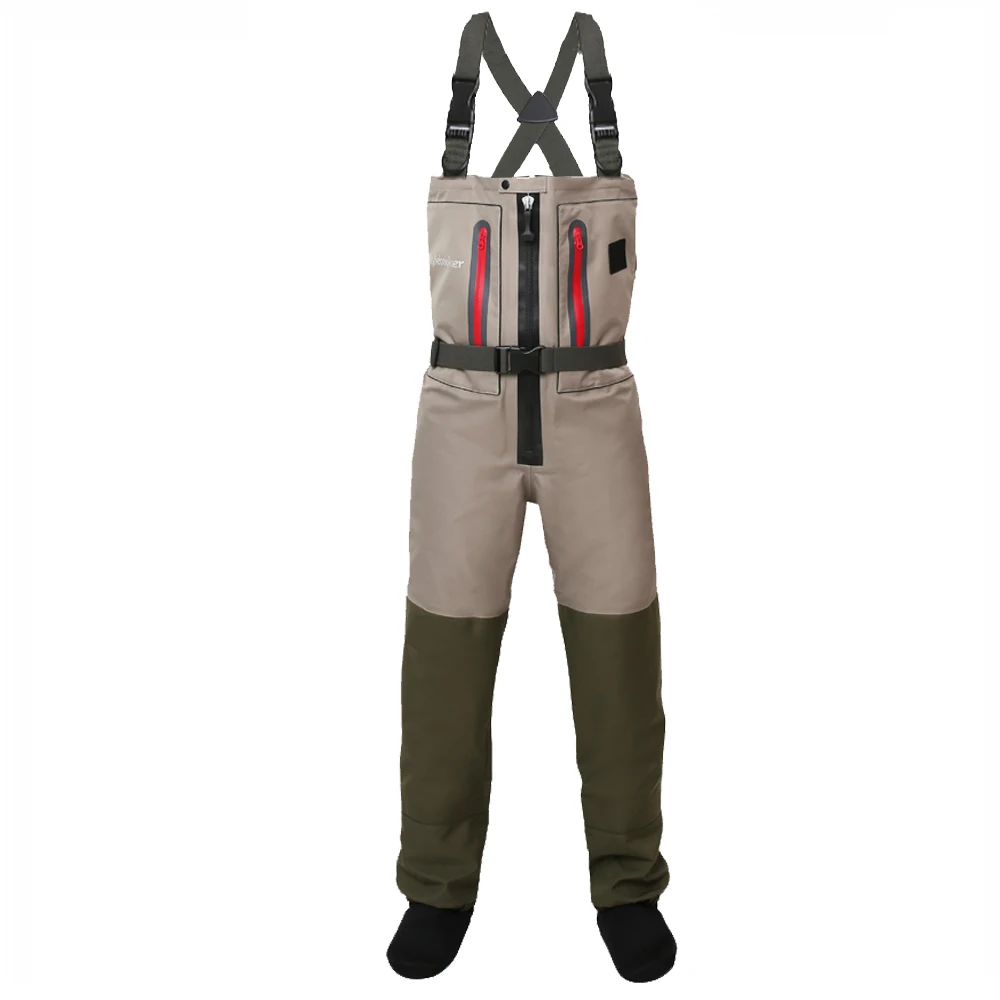5-Ply Zippered Durable Breathable Stocking Foot Chest Wader for Men and Women River Waders for Duck Hunting Fly Fishing