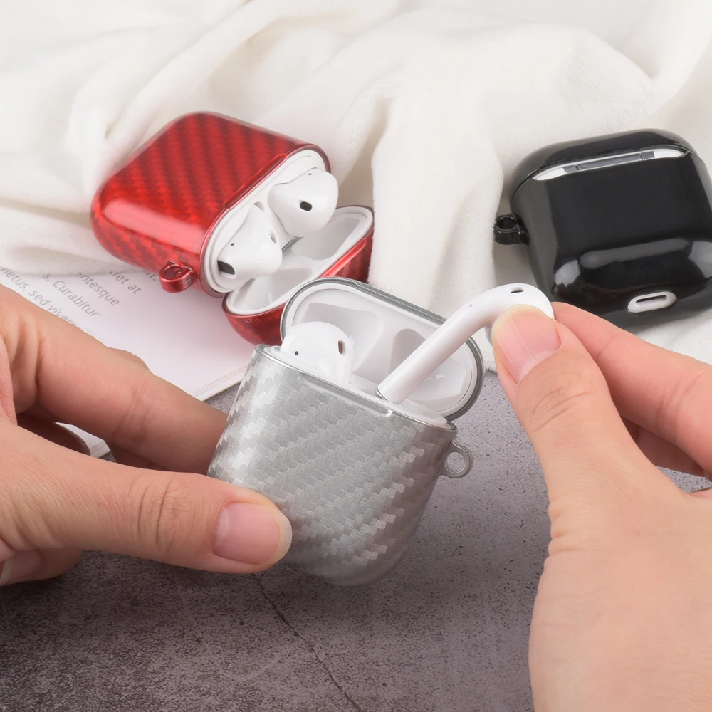Чехол из углеродного волокна для Apple AirPods 2, беспроводная зарядная коробка, чехол s для Airpods 1, противоударный чехол, аксессуары для наушников, чехол