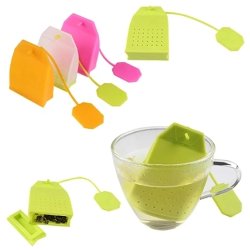 

1PCS Hot Selling Bag Style Silicone Tea Strainer Herbal Spice Infuser Filter Diffuser Kitchen Coffee Tea Tools Random color
