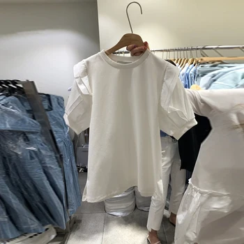 

Korean Spring and Summer 2020 New Fashion Round Neck Solid Color Loose Short Sleeve T-Shirt Top Bottoming Blouse for Women