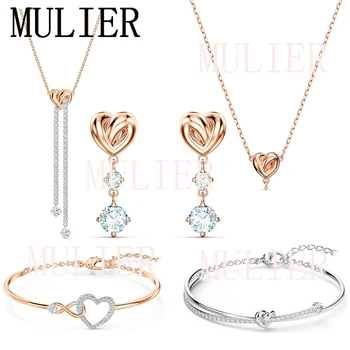 

2020 SWA Fashion Exquisite New Shiny Heart Ladies Pendant Necklace Set Accessories Best Gift for Girlfriend Free Shipping