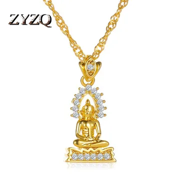 

ZYZQ Thailand Copper Gold Plated Buddha Statue Pendant Necklace Nepal Buddhist Believers Men and Women Pendant Jewelry