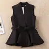 2022 New Spring Women Casual Short Sleeveless Vest Tops Lady Vintage Sleeveless Blouses Women Bow Belt Tops Ruffles A194 ► Photo 1/6