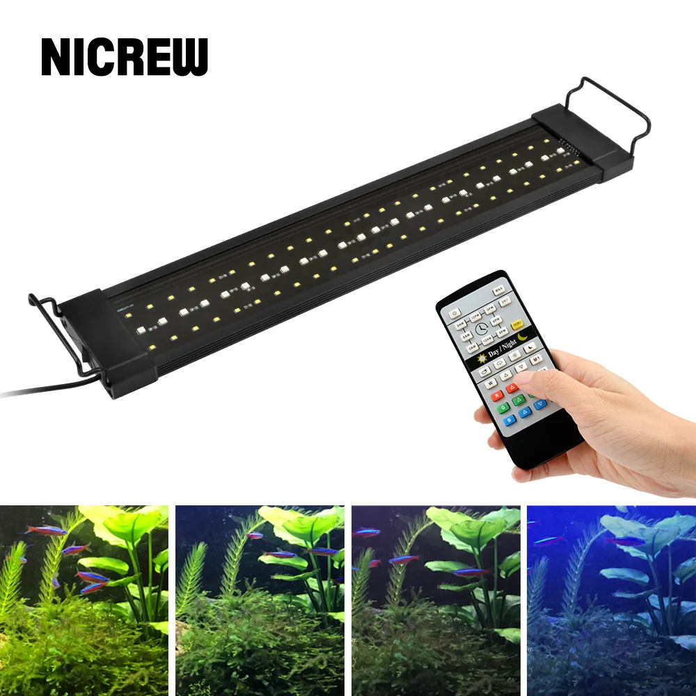 Comprar NICREW 32 74cm plantado acuario lámpara de iluminación LED 110 V 240 V temporizador automático Dimmer Luz de pecera para acuario
