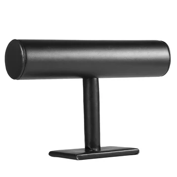 

Black Velvet/Leather T Bar Rack Organizer Hard Stand Holder for Bracelet Chain Necklace Watch Fashion Jewelry Display &7