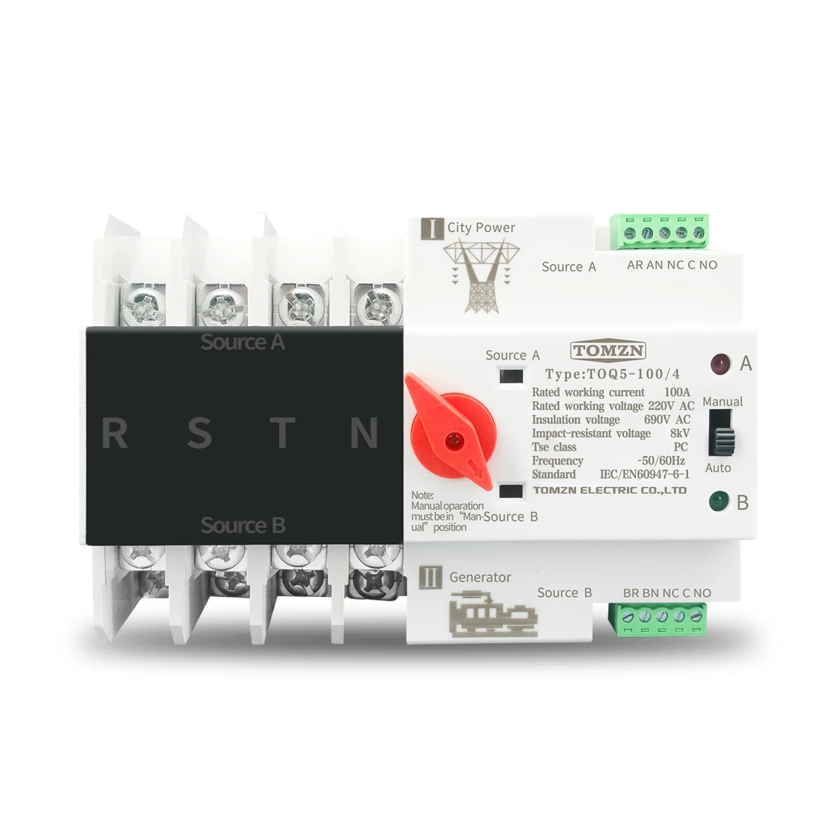 2P 63A 230V tipo MCB interruptor de transferencia automática de doble potencia ATS