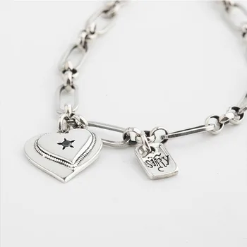 

New S925 sterling silver women's bracelet with heart retro personality bracelet can be used as the jewelry of the anniversary