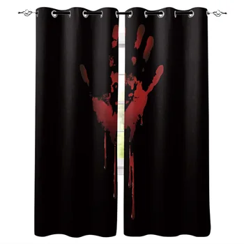 

Halloween Horror Blood Hand Silhouette Curtains for Windows Drapes Blinds Printing Curtain For Living Room Bedroom Home Decor