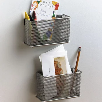 

Magic Wall Mount Grid Metal Shelf Sundries Storage Net Box Magnetic Hanging Mesh Basket Metal Rack Organizer Cosmetics Container
