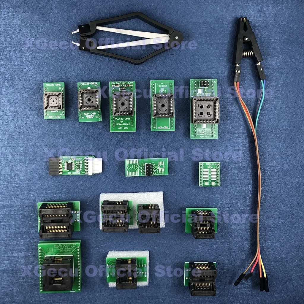 Plcc para Xgecu Driver Ssop8 Adaptador Tl866ii Plus Usb Universal Programador Flash Eeprom Mcu Avr Spi Qfp32 Sop16 Sop20