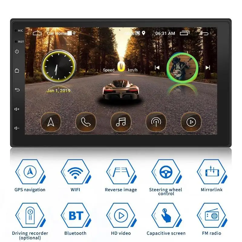  HD auto Bluetooth MP5 Player Neue 7-inch Android 9.1 4 Core 1G + 16G Auto Doppel Barren android GPS