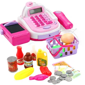 

Simulation Market Cash Register Food Set with Sound Light Kids Pretend Play Toy Children Multi-function Logical Thinking