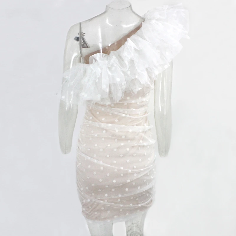 Ceremokiss Сетчатое платье с оборками в горошек, женское сексуальное платье без рукавов, элегантное женское мини-платье, осенние Клубные вечерние платья