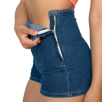 

Summer Women Slim High Waist Jeans Denim Tap Short Hot Shorts Tight A Side Button