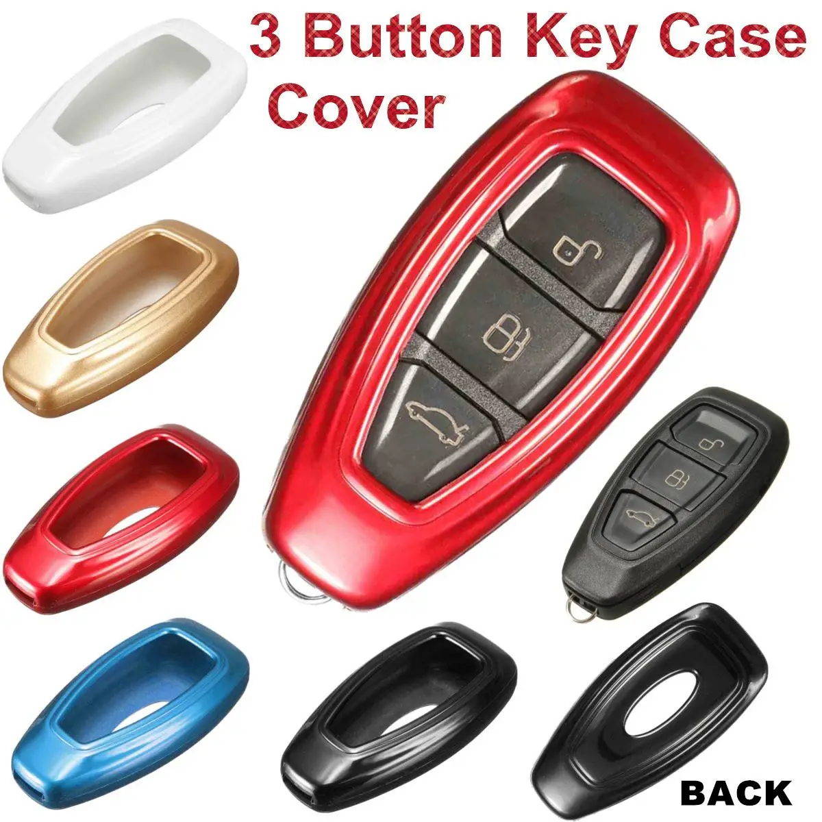 White Silicone 3 Button Remote Key Case Fob Cover FORD FOCUS MONDEO FIESTA KUGA