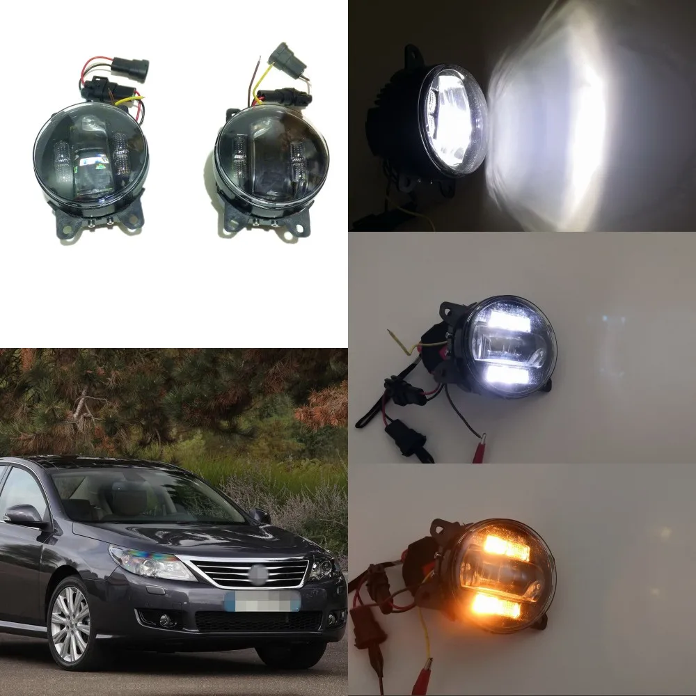 

July King 6000k 3000LM Car LED Fog Lamp Case for Renault Latitude 2011 etc, 20W Lens Fog Lamp + 6W DRL+ 4W Yellow Turn Signals