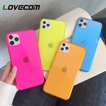 

LOVECOM Cute Fluorescent Solid Color Phone Case For iPhone 11 Pro Max XR XS Max 7 8 Plus X Soft TPU Clear Back Cover Coque Gifts