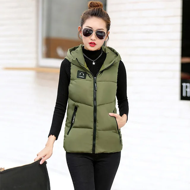 Chaleco de Invierno para mujer, ropa de abrigo sin mangas, chaqueta de  plumas cálida, chaleco elegante de cachemira negra, Coreano corto abrigo de  algodón con capucha - AliExpress Ropa de mujer