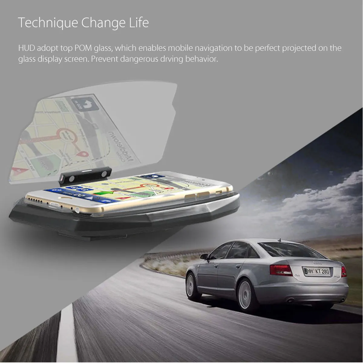 Universal HUD Head Up Display Car Cell phone GPS Navigation Image Reflector Holder Mount