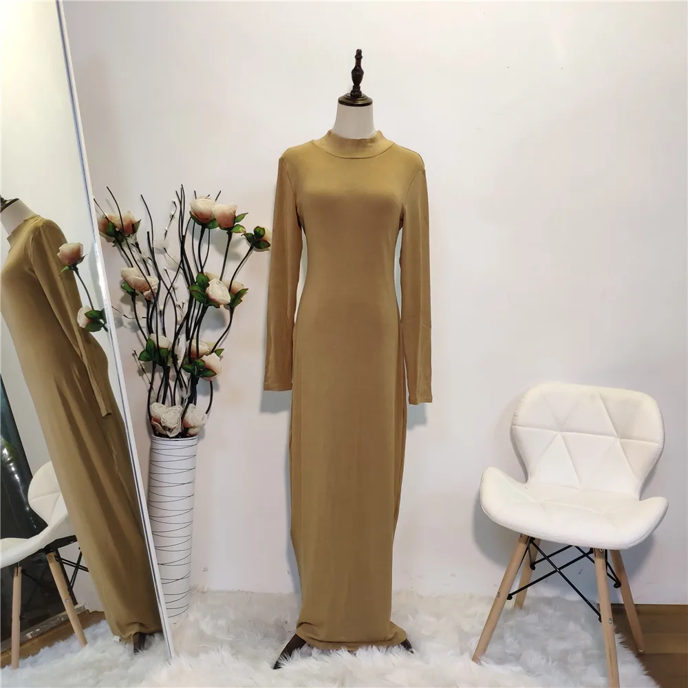 Эластичная хлопковая Абая Женская одежда в Дубае, турецкое женское платье большого размера, теплое мусульманское женское сексуальное облегающее платье