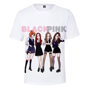 

KPOP Blackpink 3D T Shirt Harajuku LISA JISOO JENNIE ROSE 90s Cartoon Tshirt Women Fashion Top Tee Female Ullzang T-shirt