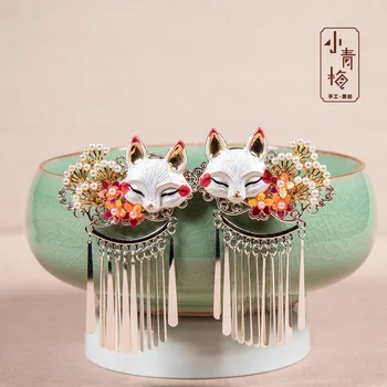 

Fox shadow pine branch clip ancient style hair accessories pine branch tassel hairpin Hanfu headdress accessories