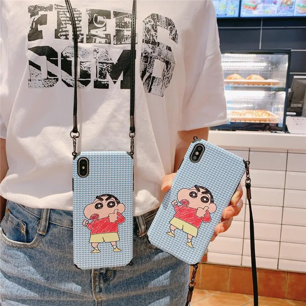 Шнурок для ожерелья милый японский мультфильм 3D рельеф Crayon Shinchan чехол iPhone X 8 7 6 6s