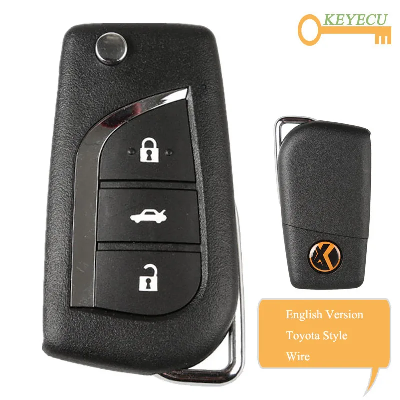 KEYECU 5 шт./партия, XHORSE английская версия X008 для Toyota стиль провода универсальный дистанционный ключ-3 кнопки-для VVDI ключа инструмента, VVDI2