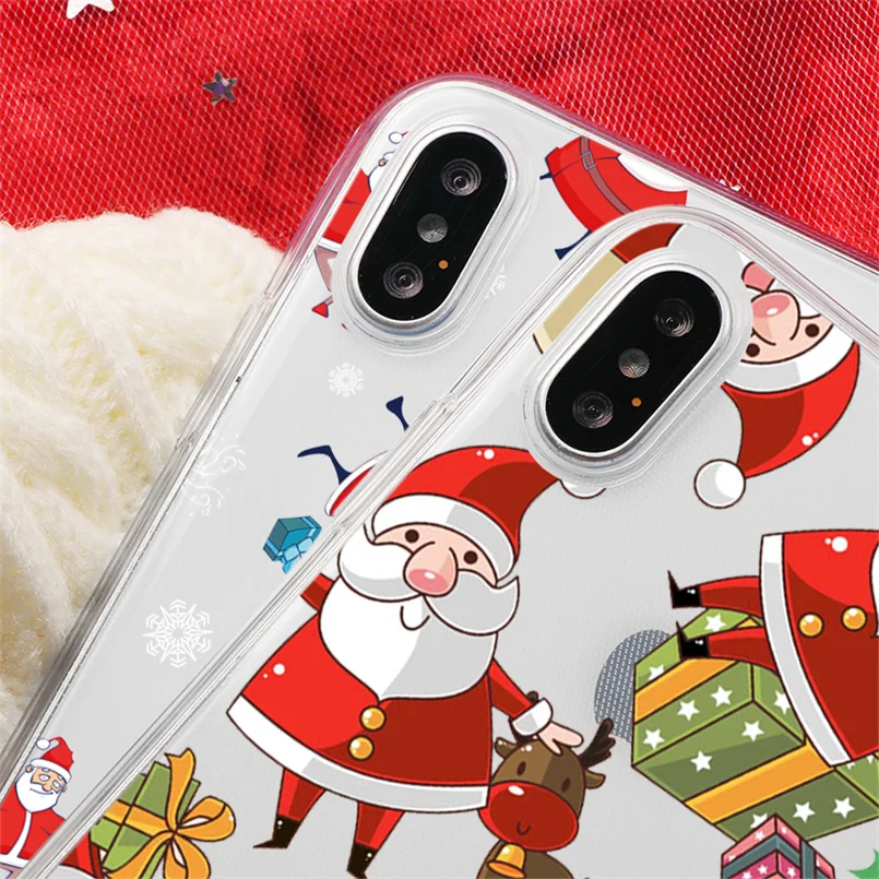 Рождественский подарок чехол для iPhone 7 8 6 6S Plus 4 4S 5 5S SE 5C TPU 11 Pro Max Прозрачный чехол для телефона для iPhone X XR XS Max