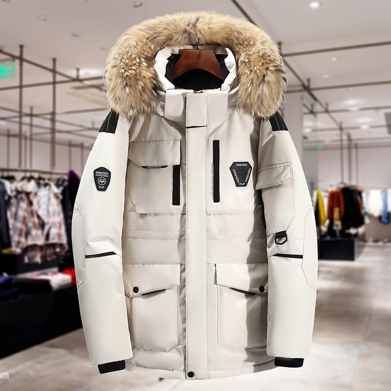 Parkas de plumón de invierno para hombre de calidad térmica gruesa parka  masculina caliente Outwear moda pato blanco abajo chaqueta hombres abrigos