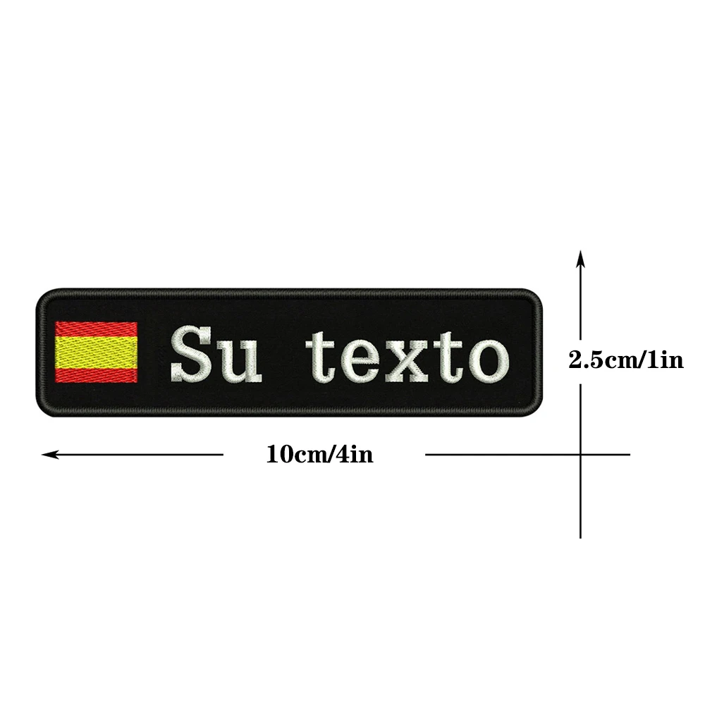 На заказ Вышивка Флаг Испании имя или заплатка с текстом 10 см* 2,5 см значок Утюг на или липучке Подложка для одежды брюки рюкзак шляпа