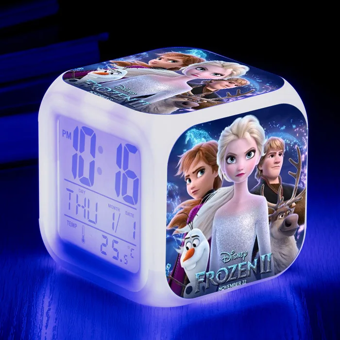 Дисней новейший замороженный 2 Эльза Анн Мультфильм светодиодный сенсорный будильник студенческий мальчик девочка взрослый прикроватный будильник - Цвет: 25