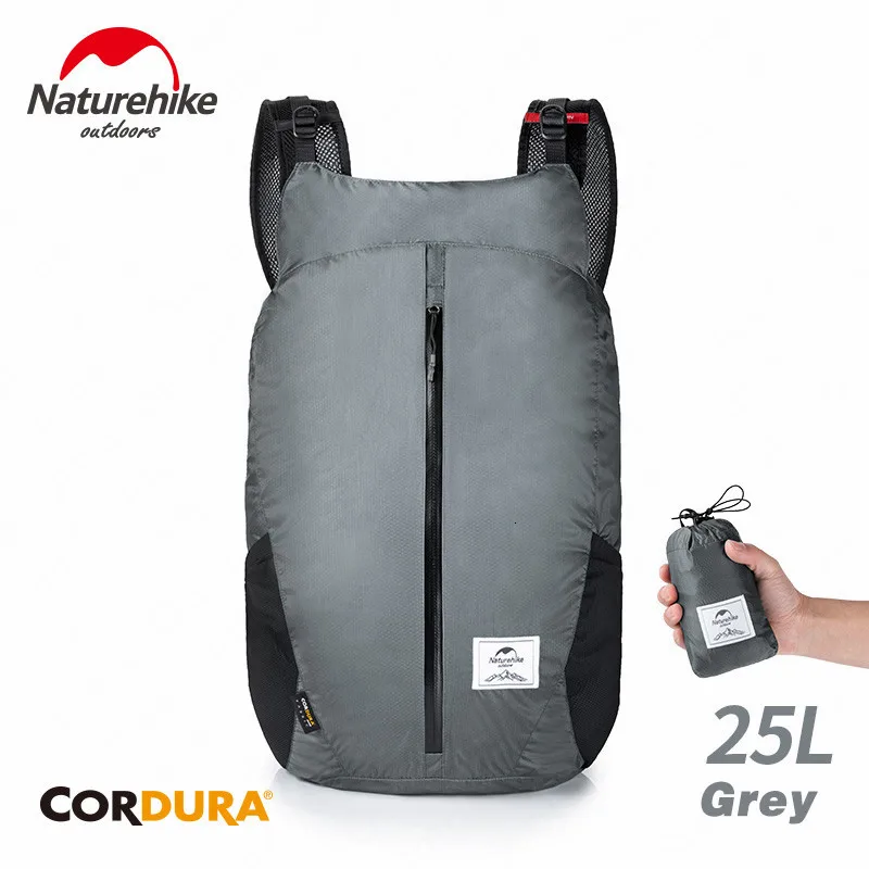 Grey Naturehike высокое качество CORDURA 25L складной портативный рюкзак Водонепроницаемый 30D нейлоновая сумка для бега легкая модная спортивная сумка - Цвет: Grey