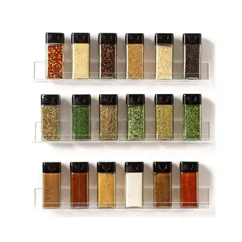 

'Invisible' Acrylic Spice Rack Wall Mount Organizer: Crystal-Clear Shelves, Strong, Sturdy & Space-Saving