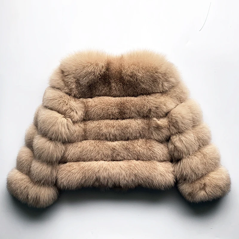 Rf1972 пальто из натурального Лисьего меха, короткая полосатая Меховая куртка, длинный рукав женщины, натуральный Лисий мех, пальто на заказ