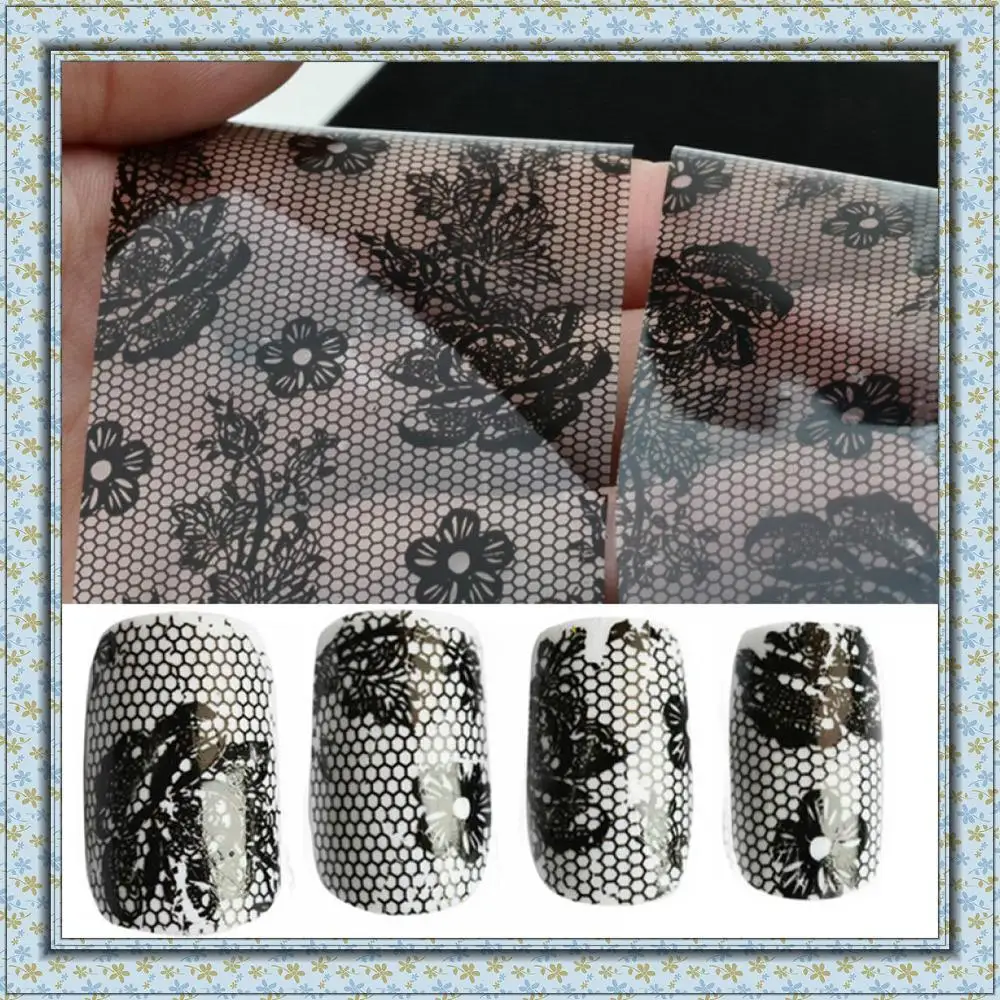 

Top Quality 1pc 3D Black Lace stickers for nails Nail Art Foil Stickers Flower Nail Decals Tips Manicure Tool Popular