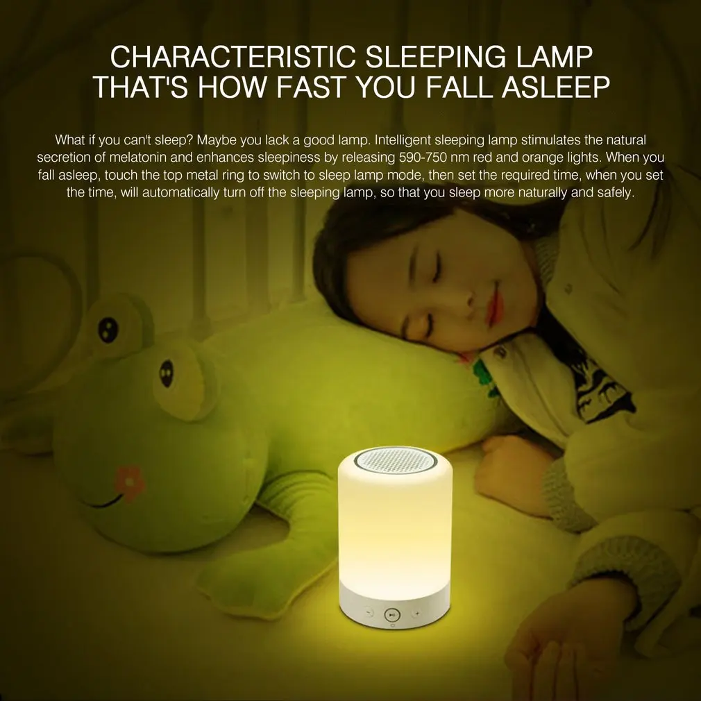 Portable Wireless Stereo Speaker With Touch Control Multicolor LED Smart Speaker With FM Radio Support TF Card