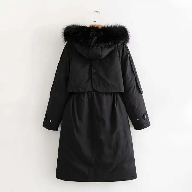 

Japanese Korean WOMEN'S Dress 19 Autumn & Winter New Style Mid-length Loose-Fit Fur Collar over-the-Knee Cotton Overcoat Women's